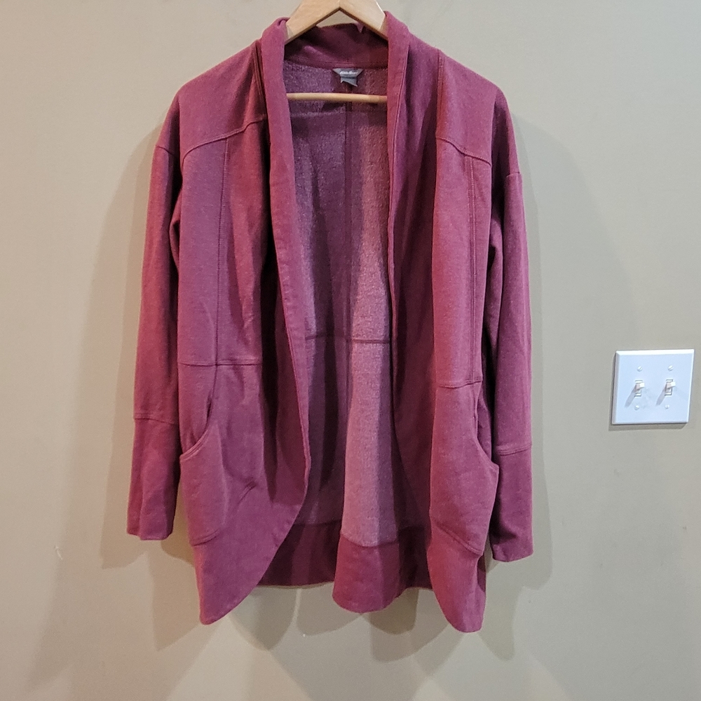 Eddie Bauer Women's Camp Fleece Cardigan Mauve Size L.  Pre-owned Good Condition